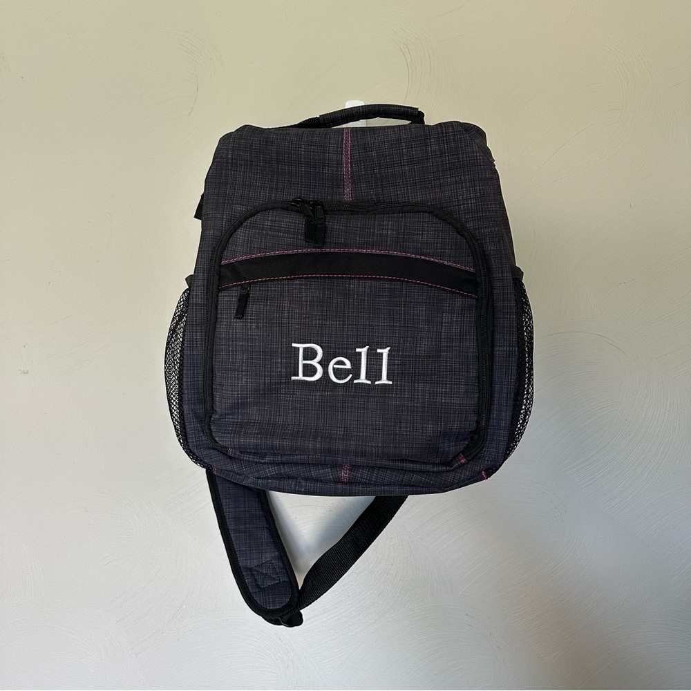 Thirty-One Charcoal Sling Backpack with Pink Stitching
